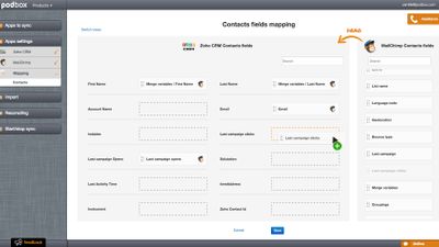 Customizable field mapping that supports custom fields