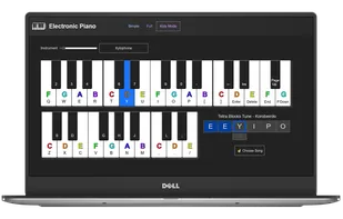 Kids Mode of Electronic Piano on a desktop screen