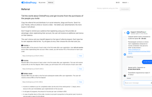 Support chat and referral page