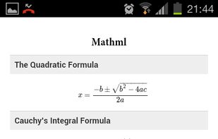 Rendering maths using mathjax in Gyan android reader