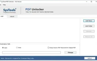 Open SysTools PDF Unlocker Software.
