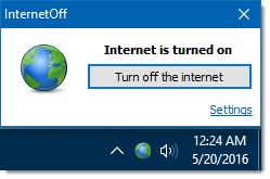 Quickly turn off the internet from the system tray
