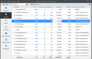 Processes: This view shows a list of active processes and their resource utilization.