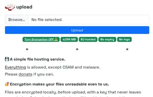 Main page, encryption on