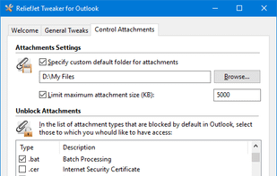 ReliefJet Tweaker for Outlook screenshot 1