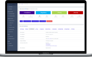 Vendict's Vendor certification screen