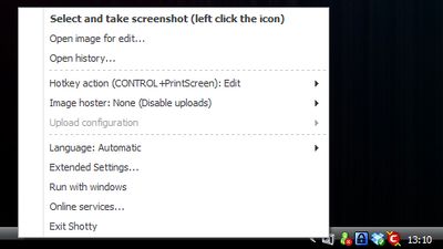 Right click configuration menu