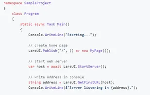 Sample program in C# with Lara