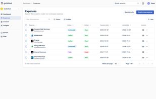 Expenses list page