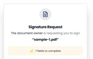 Signature request screen displaying document details, required actions, and consent before starting the signing process.
