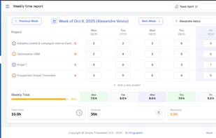 Simple Timesheet screenshot 1