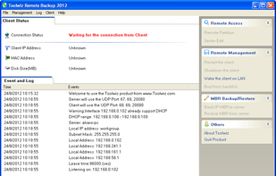 Main window on host computer
