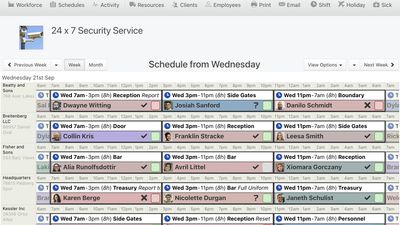 Security Employee Schedule screenshot from ShiftApp.com
