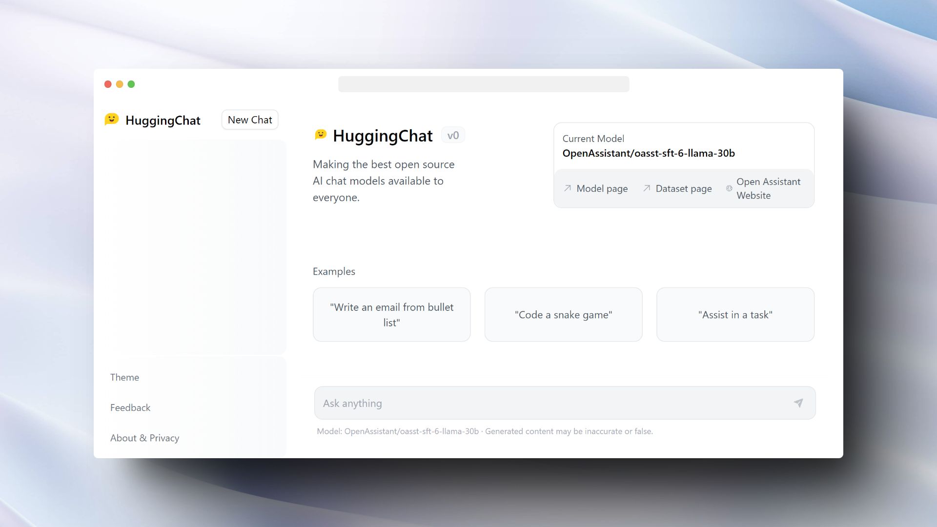 HuggingChat: Open-source AI chatbot for coding and emails | AlternativeTo