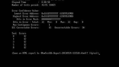 MemTest86 Test Summary