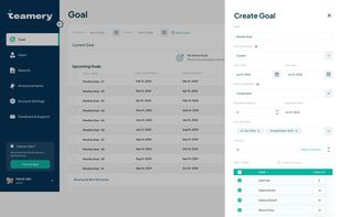 Teamery create team goal 