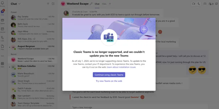 Microsoft sets end date for classic Teams desktop app support, urges switch to Teams 2.0 image