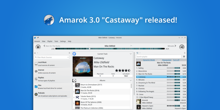 Amarok 3.0 “Castaway”: First stable release since 2018, powered by Qt5 & KDE Frameworks 5