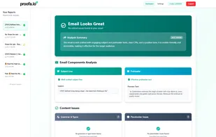 Example proofa.io email test report. Get better insights with proofa.io