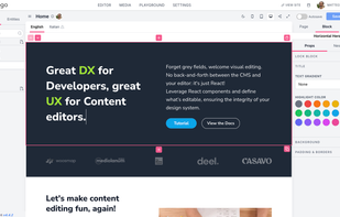 The visual editing interface of React Bricks