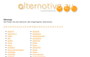 Sitemap:  overview of all entered alternatives