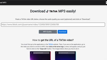 Screenshot n°1 of the homepage of tiktok-download-mp3.com