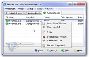 PhrozenSoft VirusTotal Uploader screenshot 1