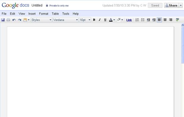 Google Docs screenshot 1