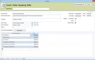 Event Management Database screenshot 1