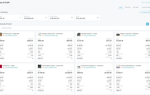 Detailed order-level and SKU-level reports with product margins, top-selling items, and fulfillment performance.