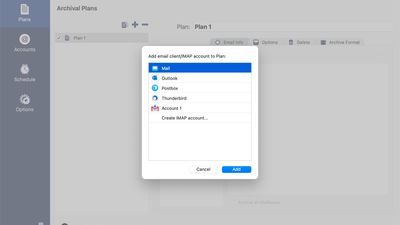 Add email client or IMAP account to plan