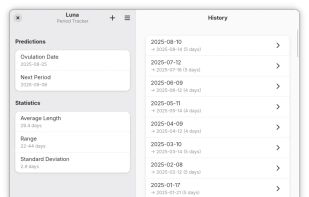 Luna Period Tracker screenshot 1