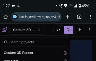 Editor Page showing projects list