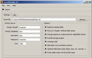 Excel2MySQL screenshot 1