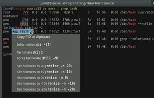 Contextual dropdowns based on command output