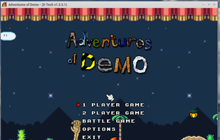Adventures of Demo title screen running on TheXTech