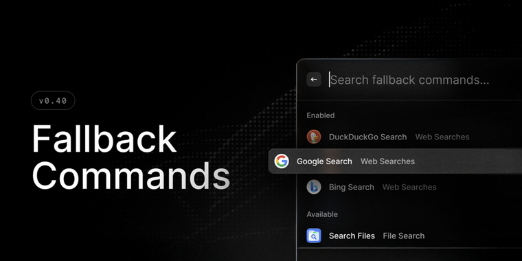 Raycast adds customizable fallback commands and new system control options image
