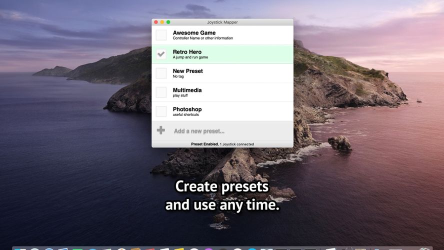 Joystick Mapper MacOS utility for mapping mouse and keyboard