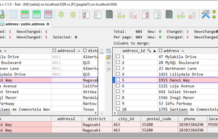 Compare and merge records for the given table/view