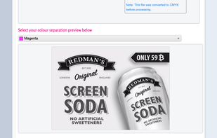 Magenta Colour Separation selected