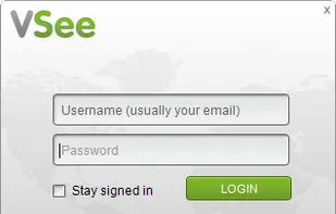 Vsee Login screen
