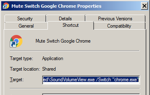 Example custom SoundVolumeView shortcut to mute/unmute Chrome browser with shortcut key