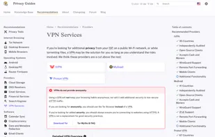 VPN provider recommendation listings
