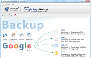 Initial Screen of Google Apps Backup Software