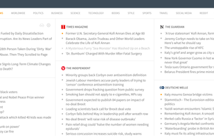 Dashboard layout with feed groups.