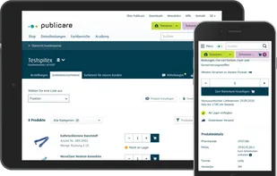 Online shop for medical products with a portal for Spitex (B2B) and patients (B2C) with different prices and assortments.