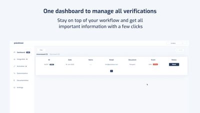 Manage all your verifications in one dashboard. Sign up for free to explore!