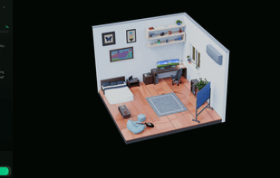 Interactive 3D scene with learning interface