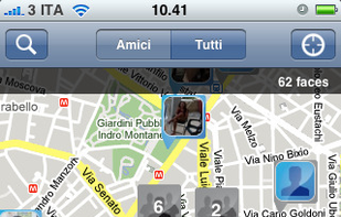 Faces tab you can see and meet nearby users