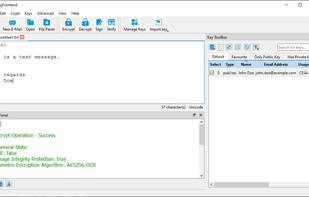 Main window with unencrypred message